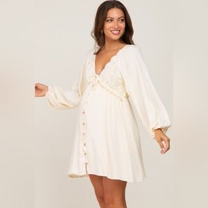 Pinkblush crochet lace button front long sleeve dress nwt